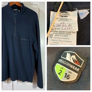 Dragonwear True North Mens FR Fire Resistant Pullover 1/4 Zip Sweatshirt Large